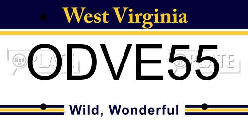 ODVE55 West Virginia License Plate