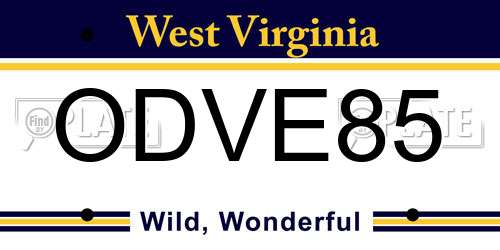 ODVE85 West Virginia License Plate