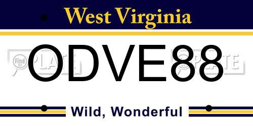 ODVE88 West Virginia License Plate