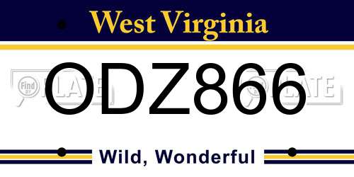 ODZ866 West Virginia License Plate