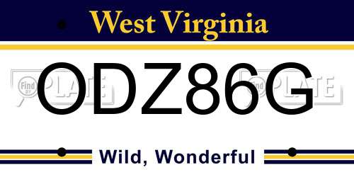 ODZ86G West Virginia License Plate