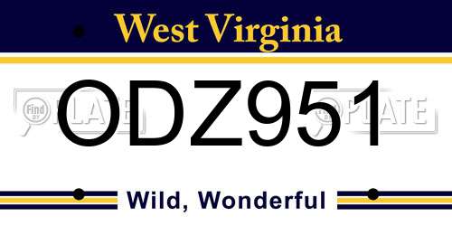 ODZ951 West Virginia License Plate
