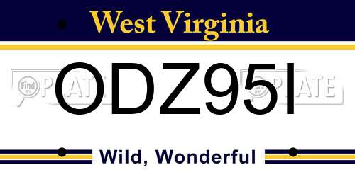 ODZ95I West Virginia License Plate