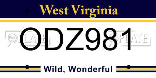 ODZ981 West Virginia License Plate