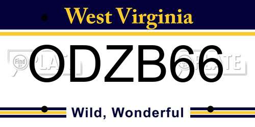 ODZB66 West Virginia License Plate