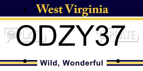 ODZY37 West Virginia License Plate
