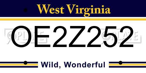 OE2Z252 West Virginia License Plate