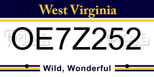 OE7Z252 West Virginia License Plate