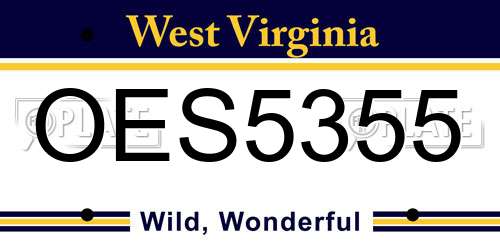 OES5355 West Virginia License Plate