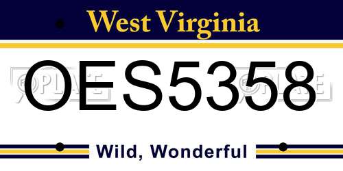 OES5358 West Virginia License Plate