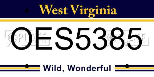 OES5385 West Virginia License Plate
