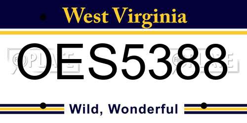 OES5388 West Virginia License Plate