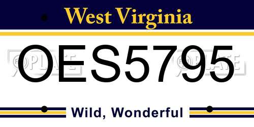 OES5795 West Virginia License Plate