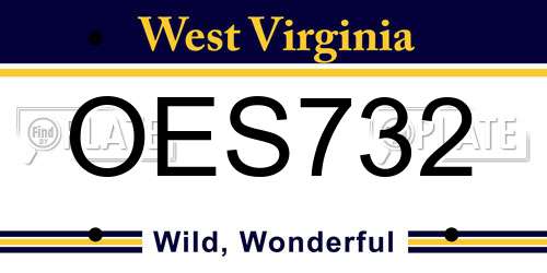 OES732 West Virginia License Plate