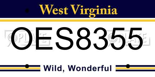 OES8355 West Virginia License Plate
