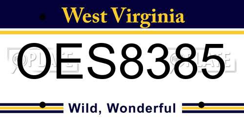 OES8385 West Virginia License Plate