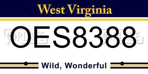 OES8388 West Virginia License Plate