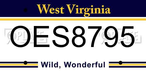 OES8795 West Virginia License Plate