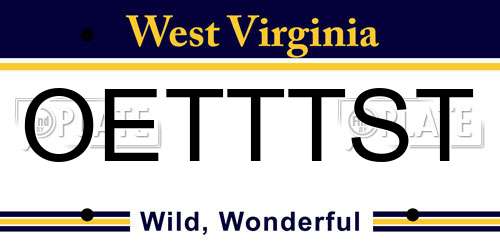 OETTTST West Virginia License Plate