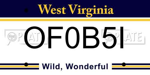OF0B5I West Virginia License Plate