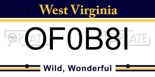 OF0B8I West Virginia License Plate