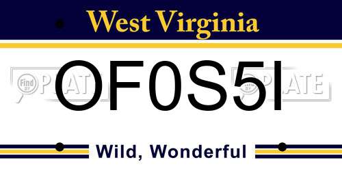 OF0S5I West Virginia License Plate