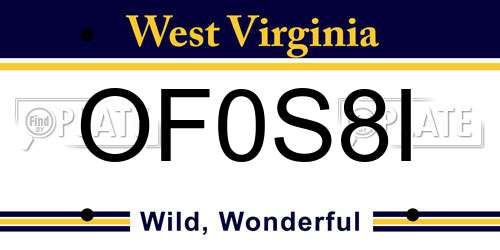 OF0S8I West Virginia License Plate