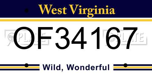 OF34167 West Virginia License Plate