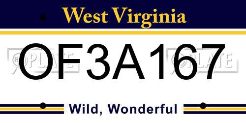 OF3A167 West Virginia License Plate