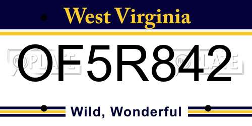 OF5R842 West Virginia License Plate