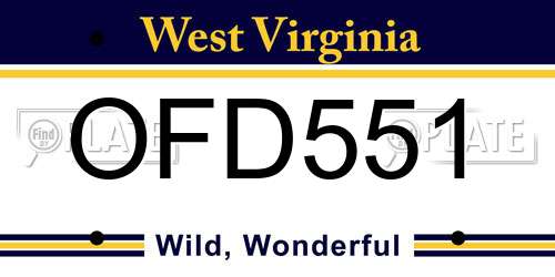 OFD551 West Virginia License Plate