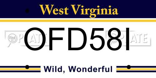 OFD58I West Virginia License Plate