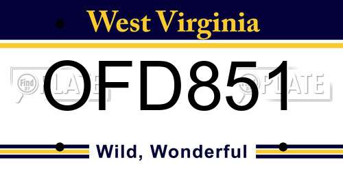 OFD851 West Virginia License Plate