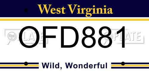 OFD881 West Virginia License Plate
