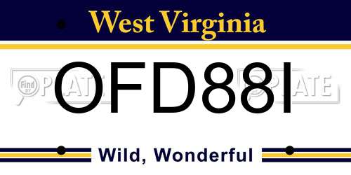 OFD88I West Virginia License Plate
