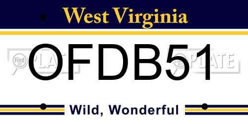 OFDB51 West Virginia License Plate