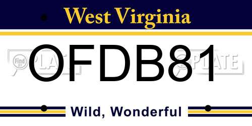 OFDB81 West Virginia License Plate