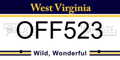OFF523 West Virginia License Plate
