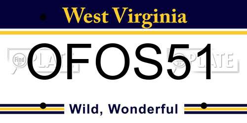 OFOS51 West Virginia License Plate