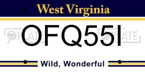 OFQ55I West Virginia License Plate