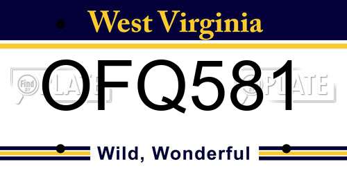 OFQ581 West Virginia License Plate
