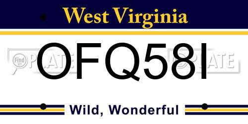 OFQ58I West Virginia License Plate