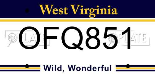 OFQ851 West Virginia License Plate