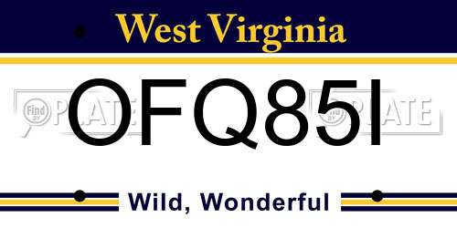 OFQ85I West Virginia License Plate
