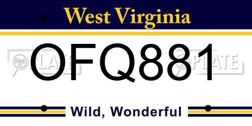 OFQ881 West Virginia License Plate