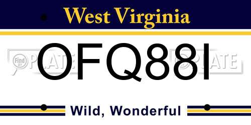 OFQ88I West Virginia License Plate