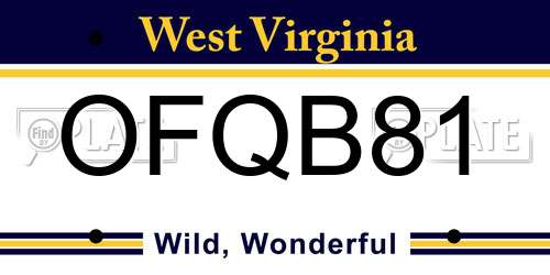 OFQB81 West Virginia License Plate