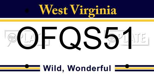 OFQS51 West Virginia License Plate