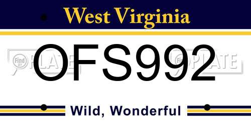 OFS992 West Virginia License Plate