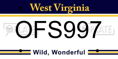 OFS997 West Virginia License Plate